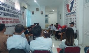DPW Partai Perindo Sumsel saat rapat konsolidasi bersama DPD Partai Perindo Kota Palembang, Sabtu (12/11/2022)
