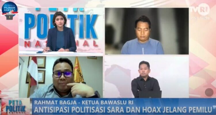 Ketua Bawaslu Rahmat Bagja menjadi narasumber dalam siaran langsung Dialog TVRI Peta Politik Nasional Antisipasi Politisasi SARA dan Hoaks Jelang Pemilu, Senin (2/1/2023) malam