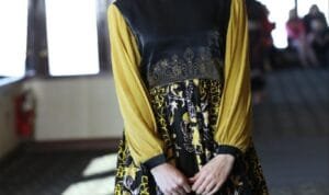Batik Kujur khas Muara Enim dengan warna-warna cerah tampil di New York Indonesia Fashion Week yang diselenggarakan pada 11 Februari 2023 di Pier 36 Cruise Ship 299, South Street New York, Amerika Serikat (AS)
