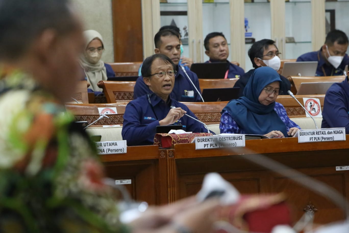 Direktur Distribusi PLN, Adi Priyanto saat Rapat Dengar Pendapat bersama Komisi VI DPR RI, Selasa (11/4)