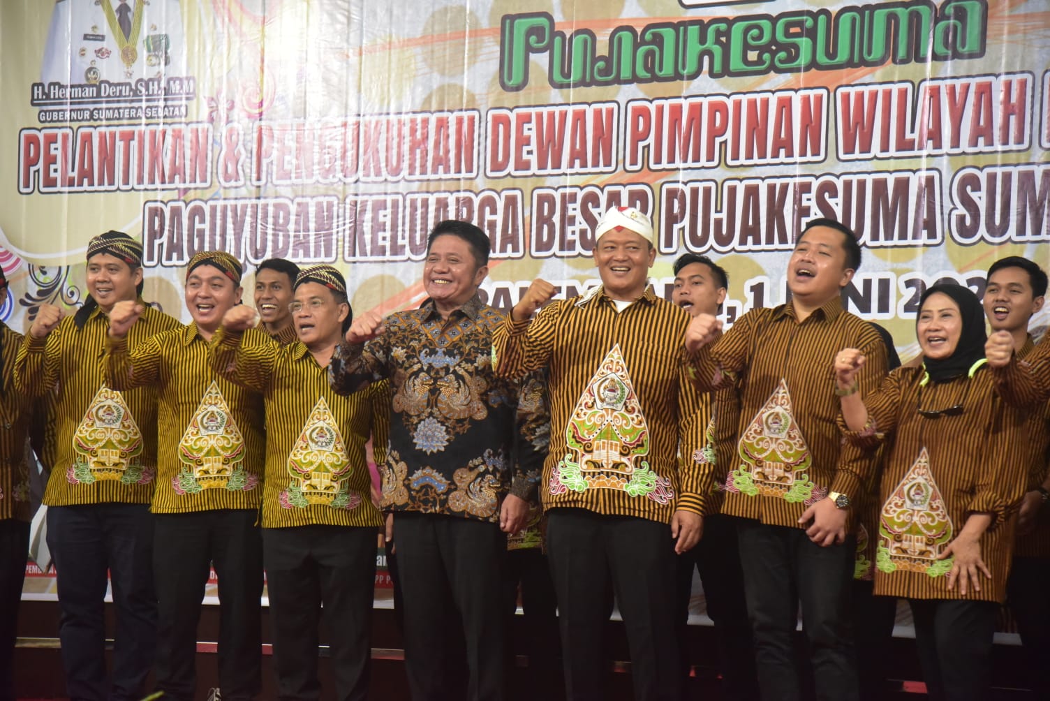 Gubernur Sumsel, H Herman Deru saat menghadiri pelantikan dewan pimpinan Pujakesuma periode 2022-2027 di Ballroom Hotel Swarna Dwipa Palembang, Kamis (1/6/2023)