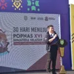 Gubernur Sumsel H. Herman Deru resmi melaunching logo dan maskot Pekan Olahraga Pelajar Nasional (POPNAS)XVI Tahun 2023, di halaman Griya Agung Palembang, Senin (31/7).