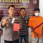 Unit Reskrim Polsek Plaju Palembang saat menggelar konferensi pers