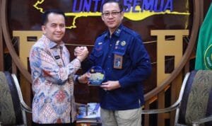 Pj Gubernur Sumsel, Agus Fatoni usai menerima audiensi Perum Bulog Kantor Wilayah Sumsel dan Babel di Kantor Gubernur Sumsel
